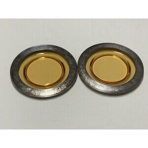 Vintage 1940's Plates Lot of 2 Amber Silver Plated? (Read description) AS IS